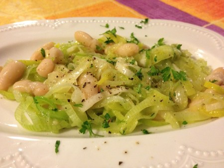 Insalata tiepida porri e cannellini