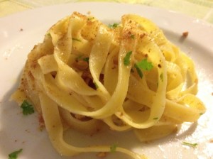 Tagliatelle noci e bottarga