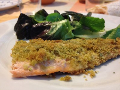 Trota gratinata al basilico